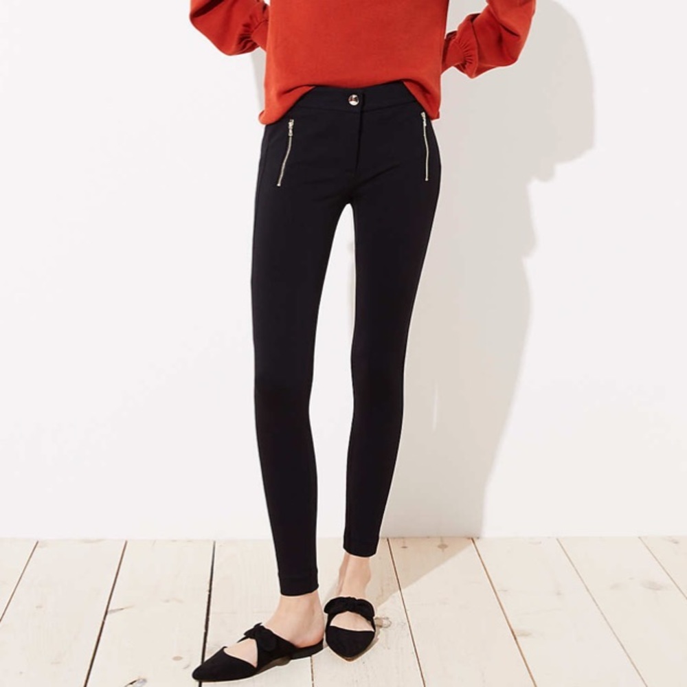 Black Loft Zipper Leggings